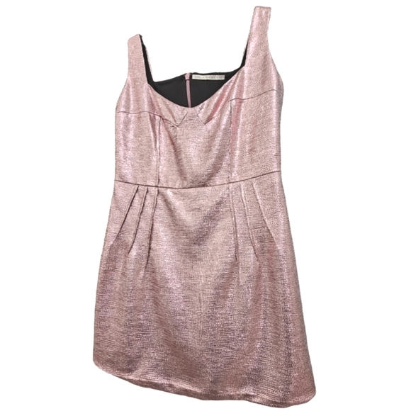 Emilia Wickstead Judi Crepe Rose Gold Metalic Sleeveless Cocktail Mini Dress - Picture 12 of 17